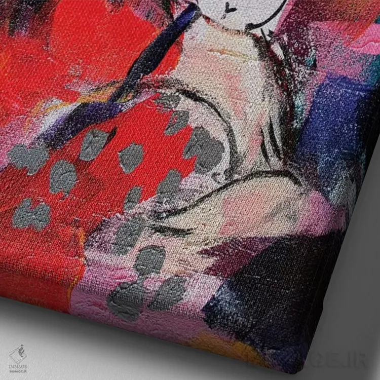 تابلو دکوراتیو گیشا و گربه I اثر مارینا دل پوزو - نمای نزدیک بافت بوم