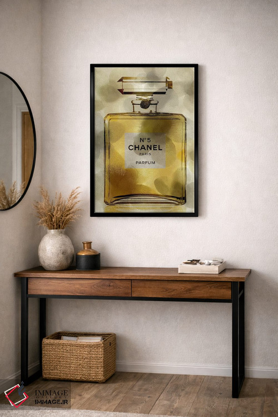 تابلو دکوراتیو بطری عطر طلایی اثر مدلین بلیک - D5B