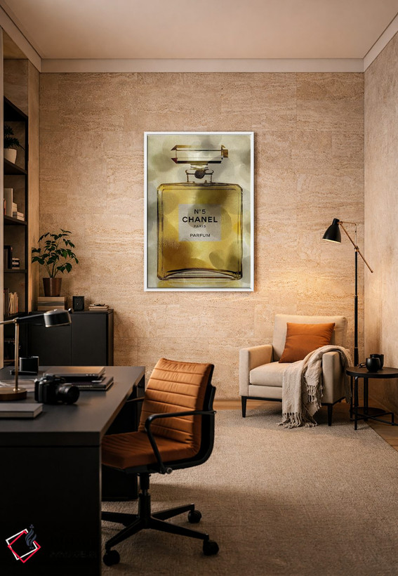 تابلو دکوراتیو بطری عطر طلایی اثر مدلین بلیک - D6W