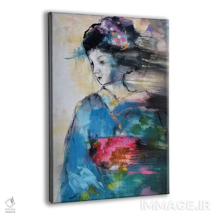 تابلو دکوراتیو گیشای آبی اثر مارینا دل پوزو - نمای پرسپکتیو محصول