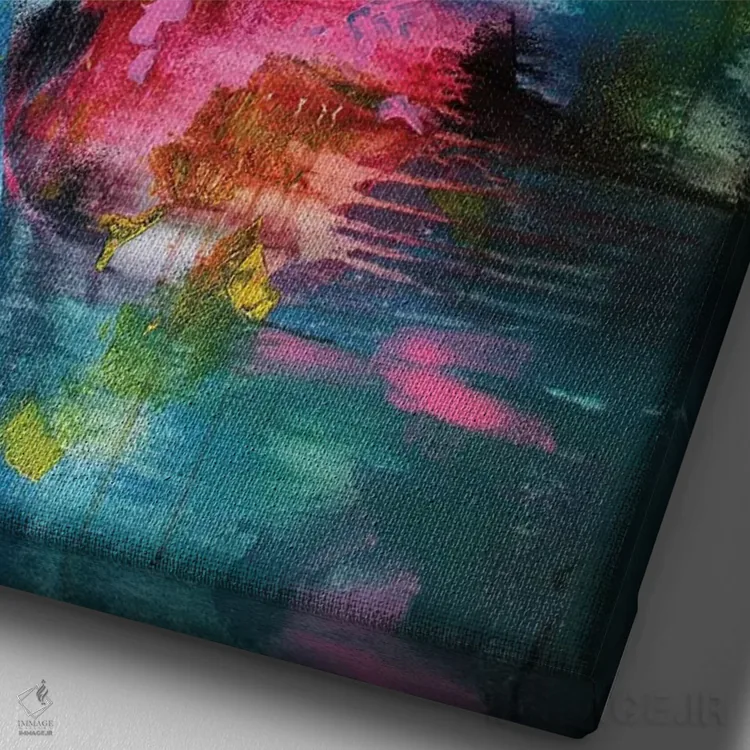 تابلو دکوراتیو گیشای آبی اثر مارینا دل پوزو - نمای نزدیک بافت بوم