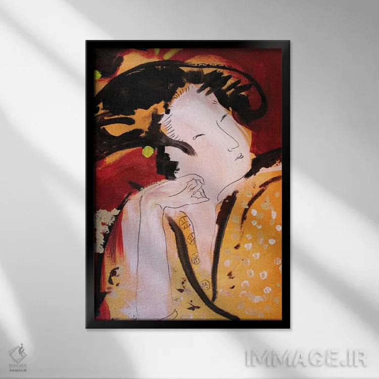 تابلو دکوراتیو گیشای کوچک IV اثر مارینا دل پوزو - نمای قابدار مشکی