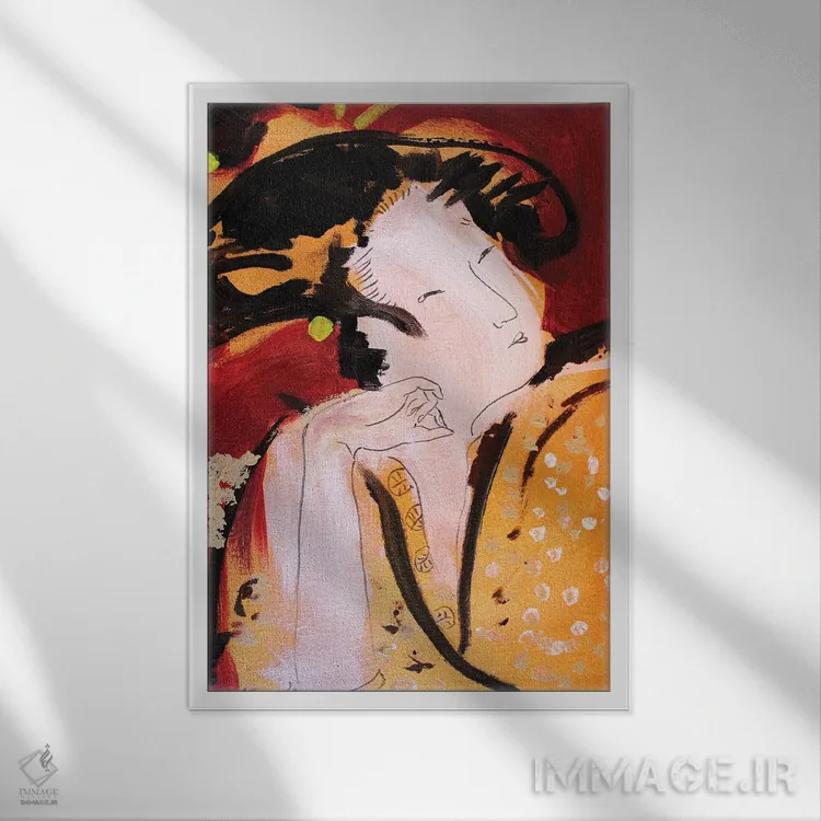 تابلو دکوراتیو گیشای کوچک IV اثر مارینا دل پوزو - نمای قابدار سفید