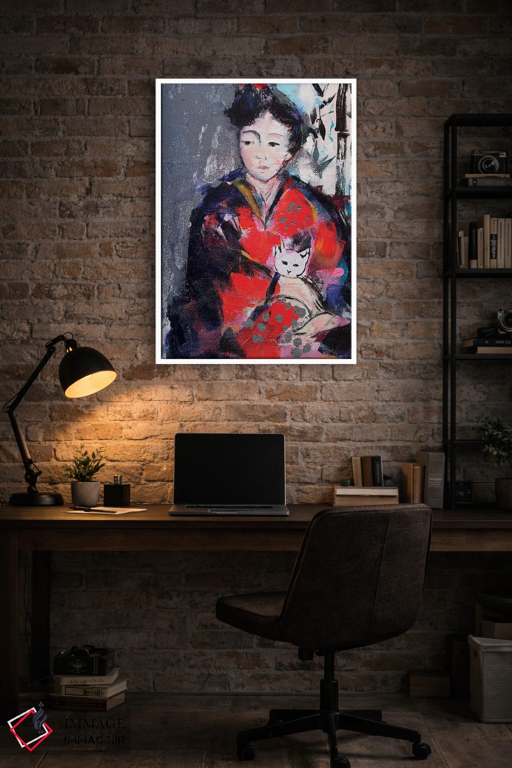 تابلو دکوراتیو گیشا و گربه I اثر مارینا دل پوزو - D3W