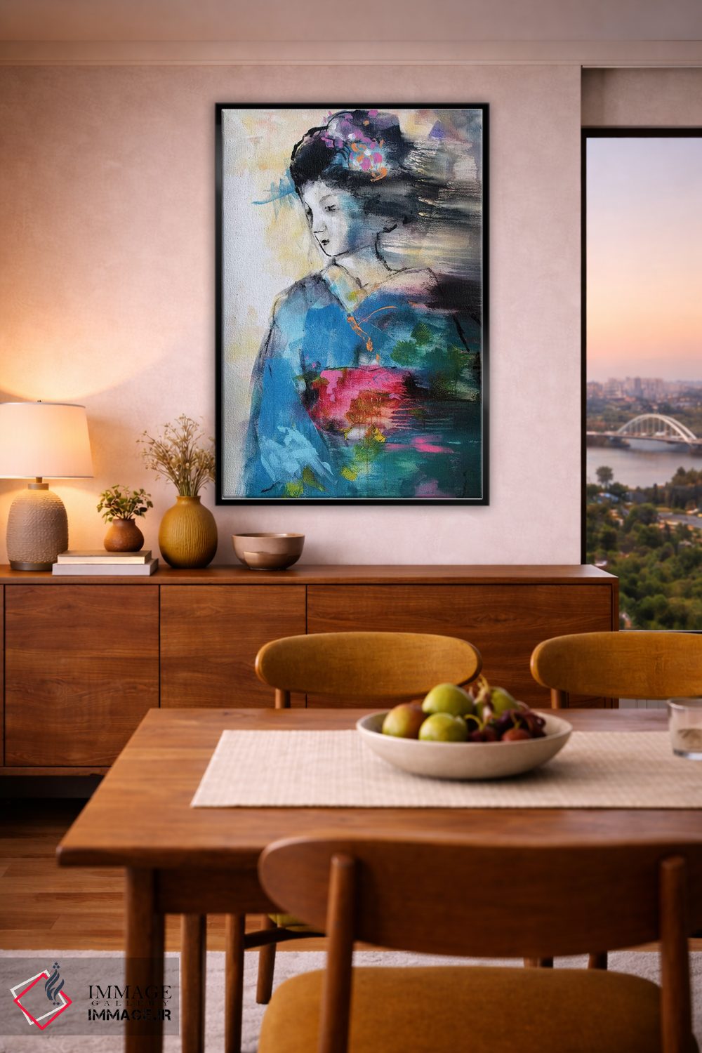 تابلو دکوراتیو گیشای آبی اثر مارینا دل پوزو - D6B