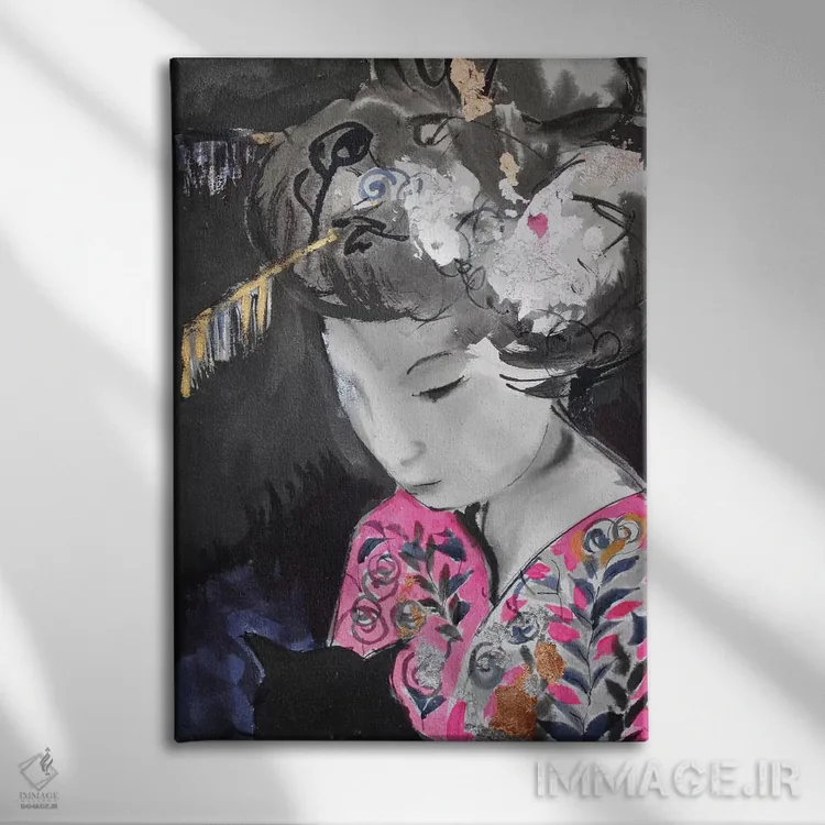 تابلو دکوراتیو گیشای سومیه اثر مارینا دل پوزو - نمای روبهرو روی دیوار