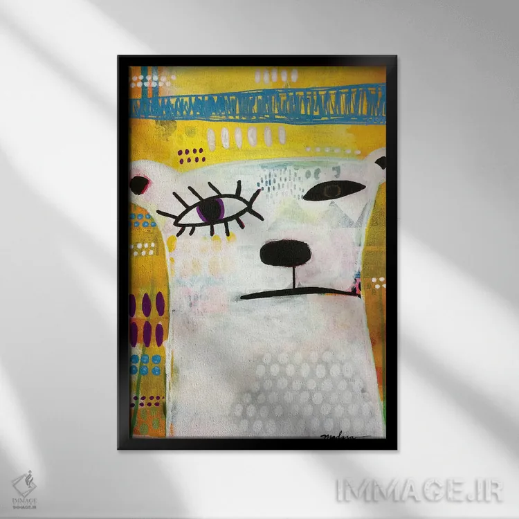 تابلو دکوراتیو خرس پیکاسو اثر مادارا میسون - نمای قابدار مشکی