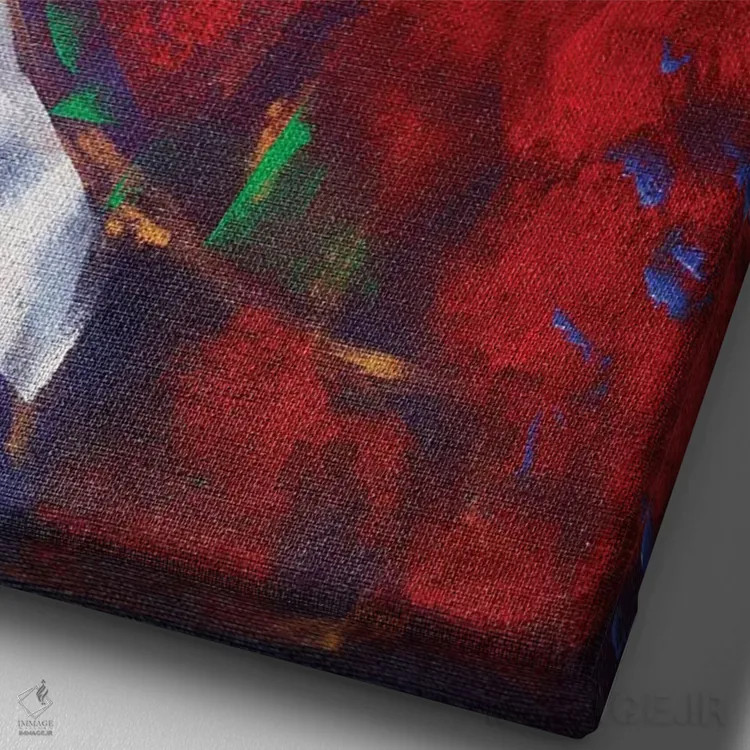 تابلو دکوراتیو گیشای قرمز I اثر مارینا دل پوزو - نمای نزدیک بافت بوم