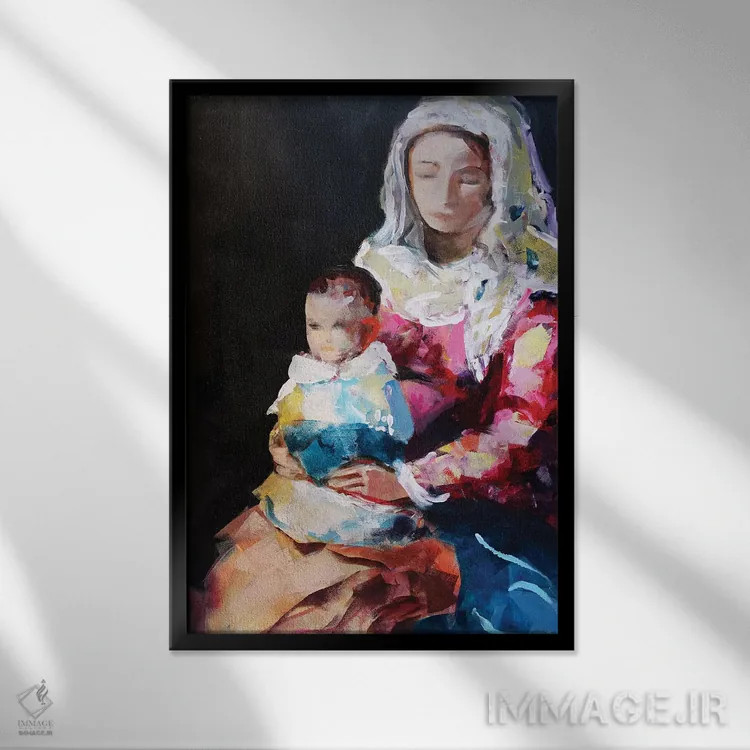 تابلو دکوراتیو مادونا XVII اثر مارینا دل پوزو - نمای قابدار مشکی