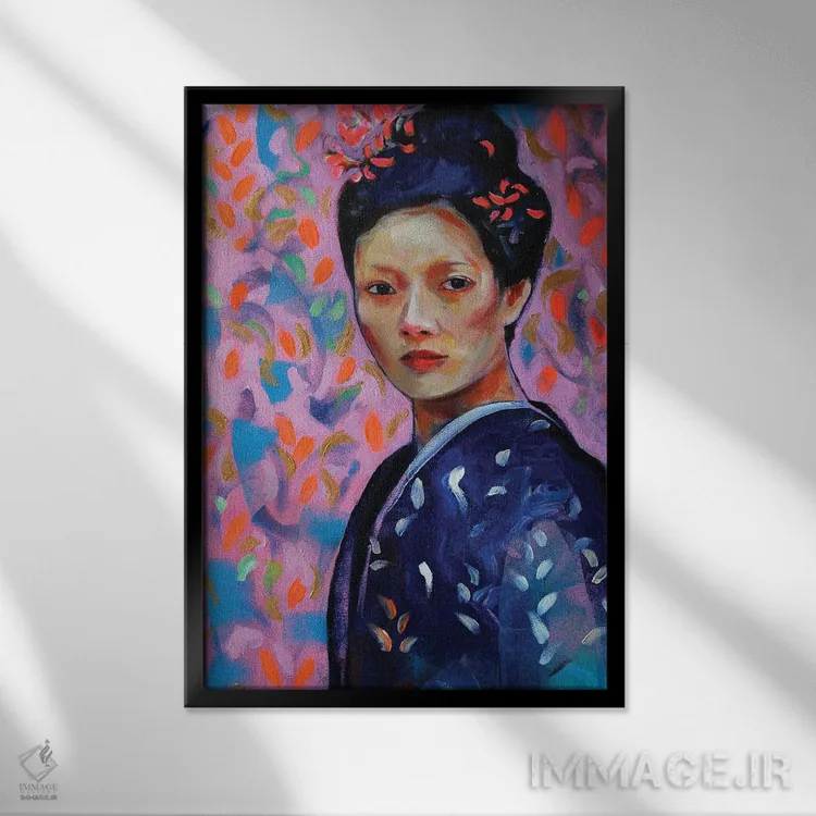 تابلو دکوراتیو گیشا اثر مارینا دل پوزو - نمای قابدار مشکی