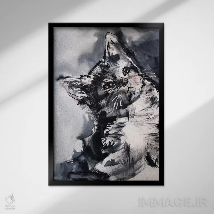 تابلو دکوراتیو گربه اثر مارینا دل پوزو - نمای قابدار مشکی