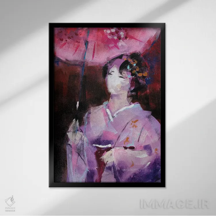 تابلو دکوراتیو گیشا پنجم اثر مارینا دل پوزو - نمای قابدار مشکی