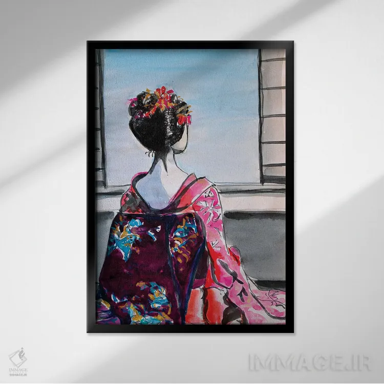 تابلو دکوراتیو پنجره اثر مارینا دل پوزو - نمای قابدار مشکی