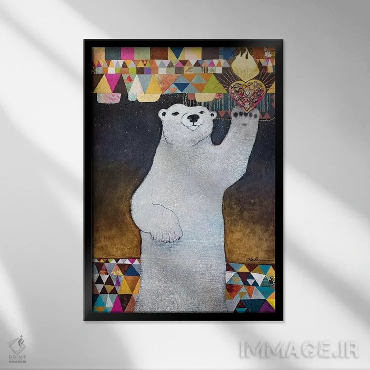 تابلو دکوراتیو قلب مقدس قطبی اثر مادارا میسون - نمای قابدار مشکی