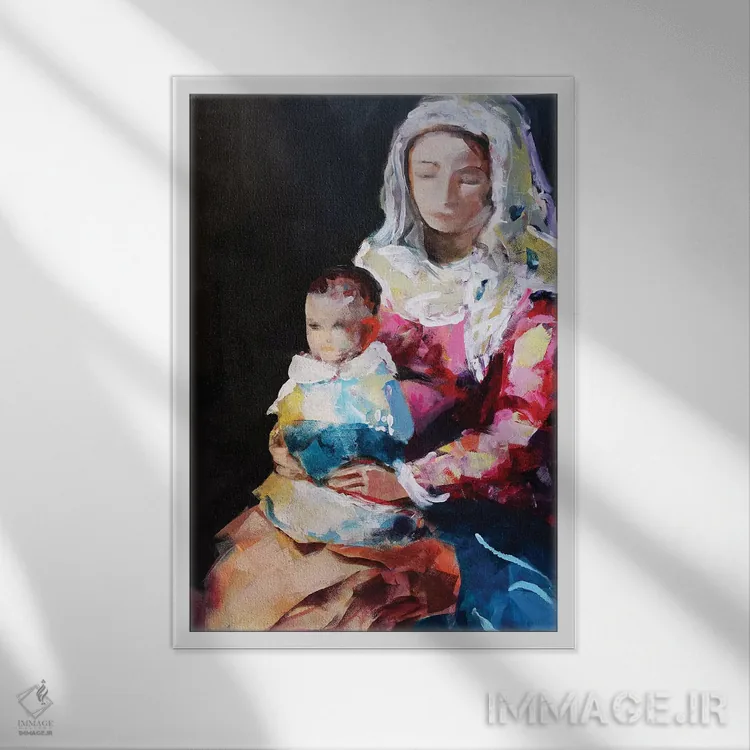 تابلو دکوراتیو مادونا XVII اثر مارینا دل پوزو - نمای قابدار سفید