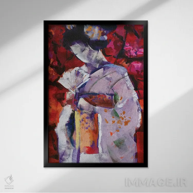 تابلو دکوراتیو گیشا چهارم اثر مارینا دل پوزو - نمای قابدار مشکی