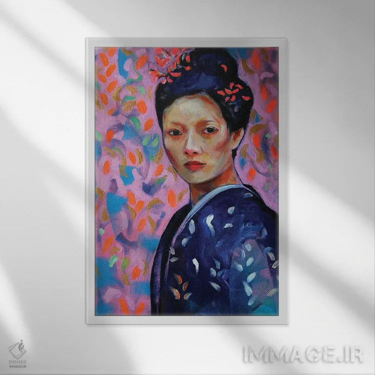 تابلو دکوراتیو گیشا اثر مارینا دل پوزو - نمای قابدار سفید