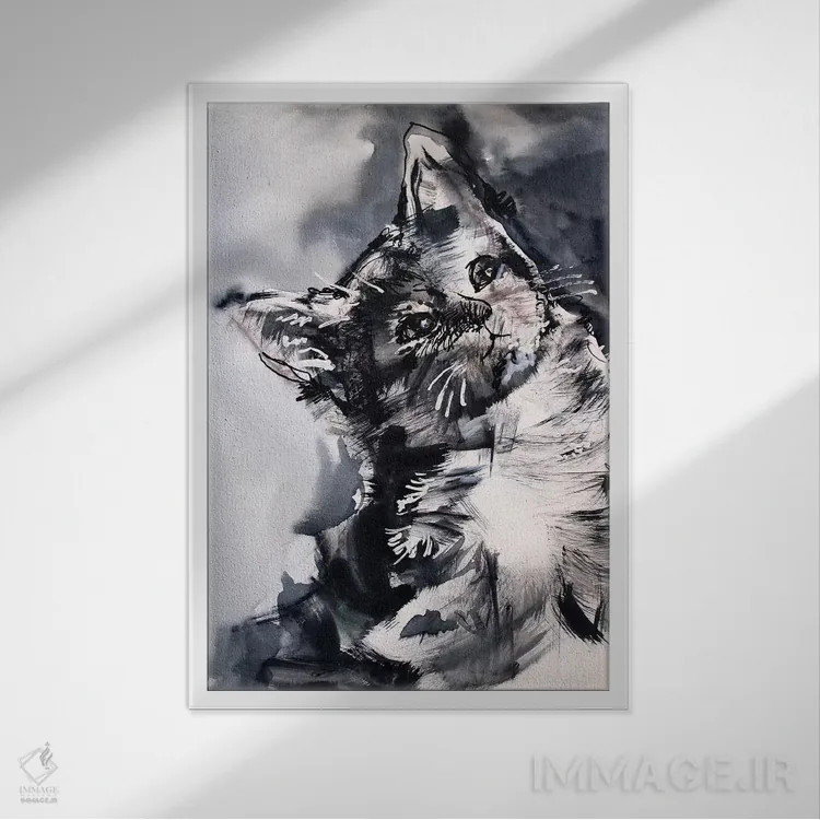 تابلو دکوراتیو گربه اثر مارینا دل پوزو - نمای قابدار سفید
