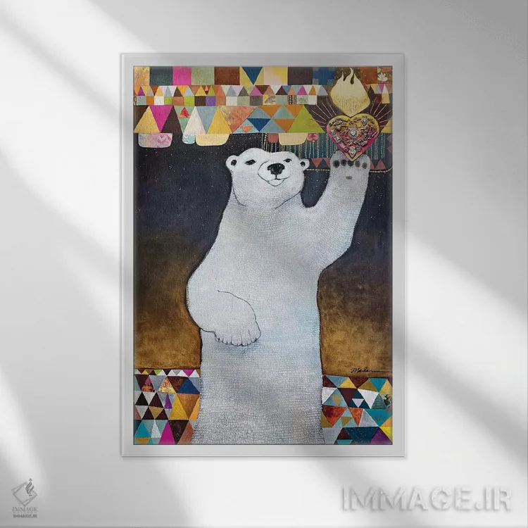 تابلو دکوراتیو قلب مقدس قطبی اثر مادارا میسون - نمای قابدار سفید