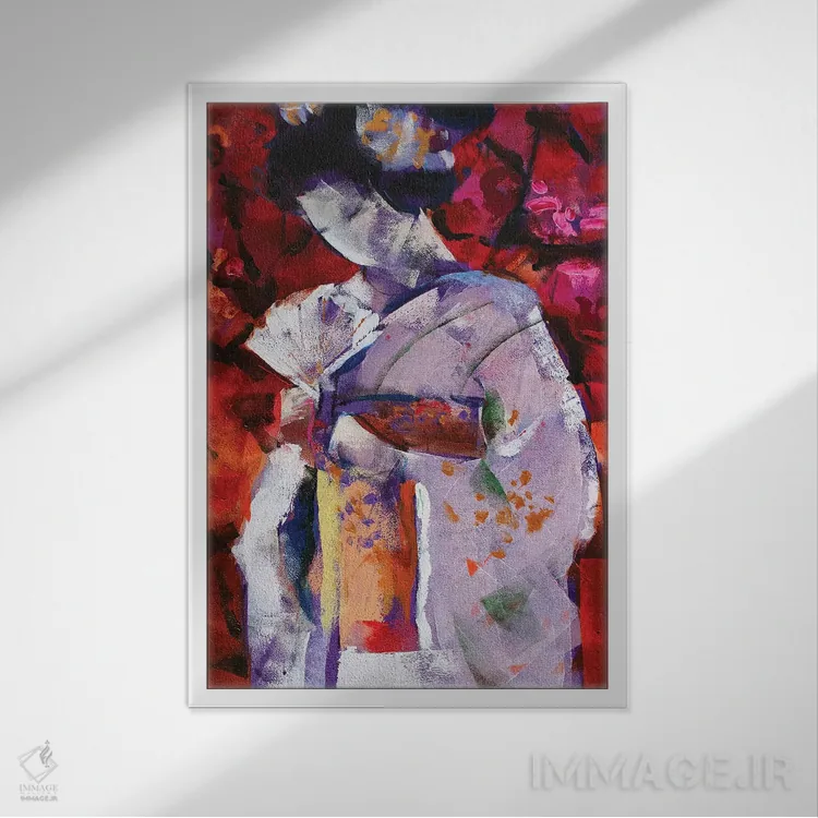 تابلو دکوراتیو گیشا چهارم اثر مارینا دل پوزو - نمای قابدار سفید