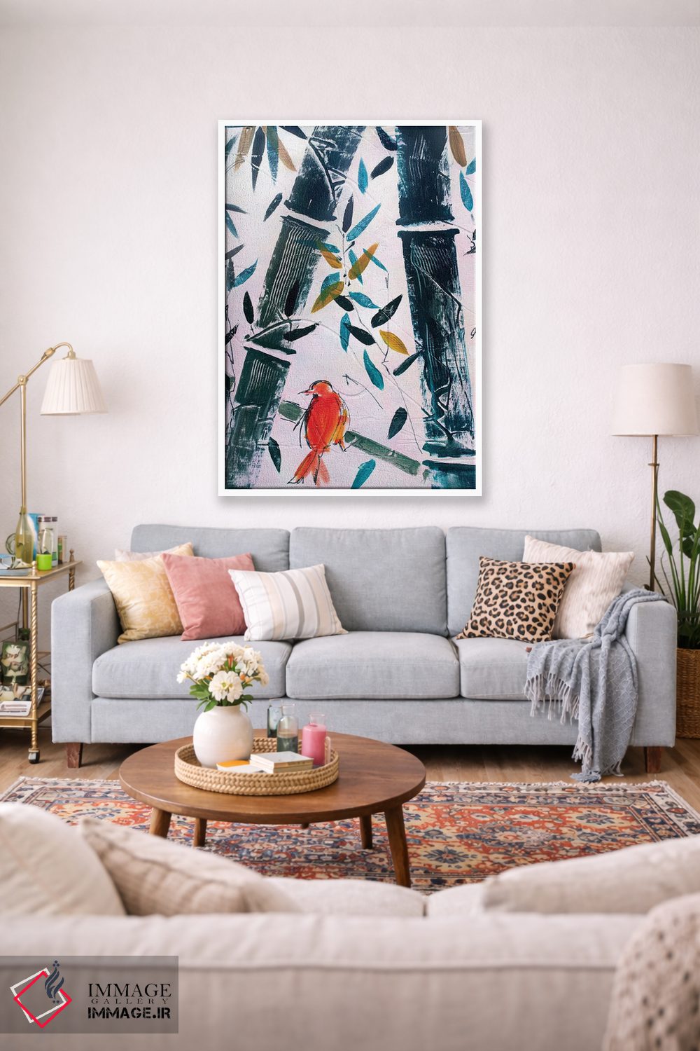 تابلو دکوراتیو پرنده قرمز II اثر مارینا دل پوزو - D1W