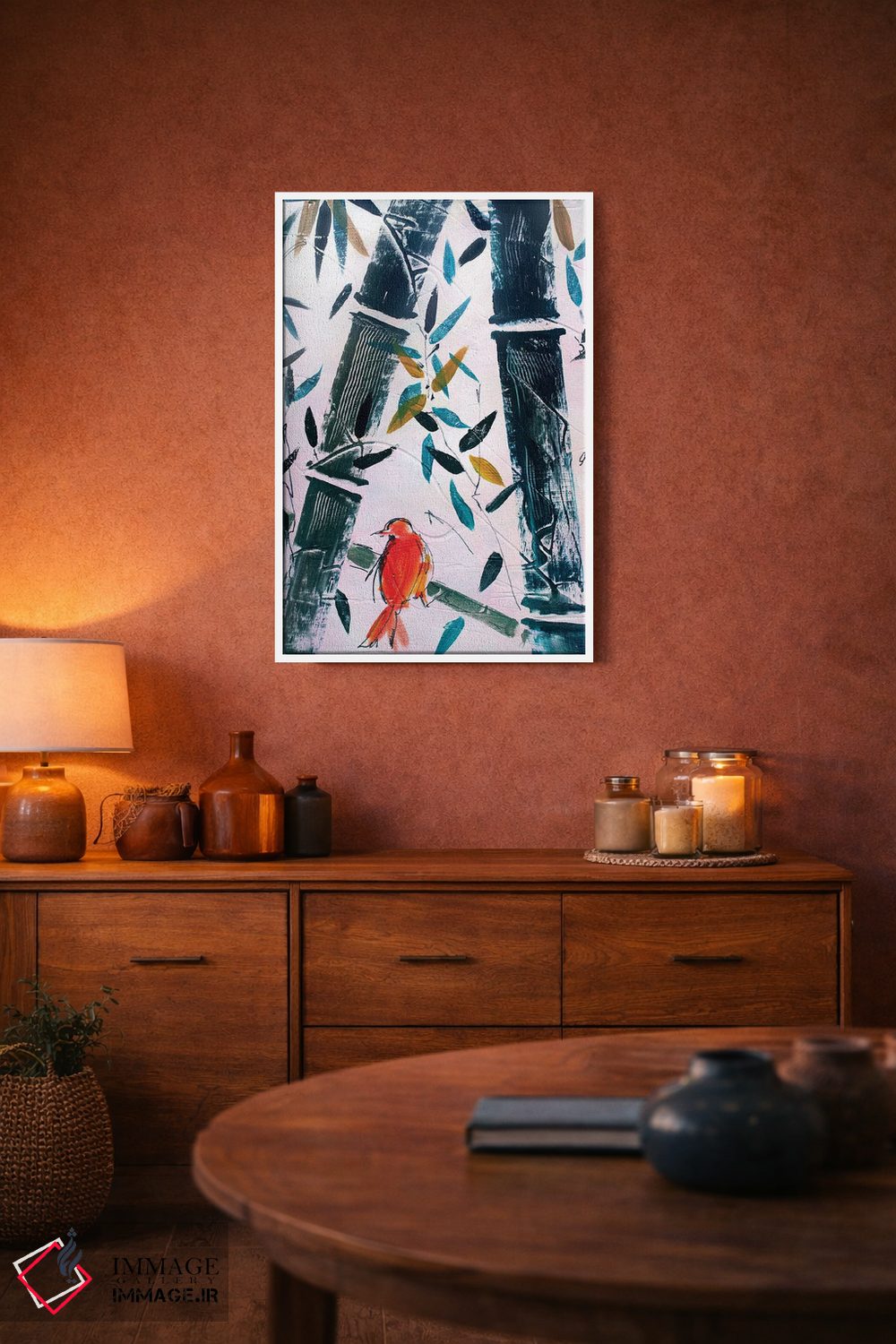 تابلو دکوراتیو پرنده قرمز II اثر مارینا دل پوزو - D2W