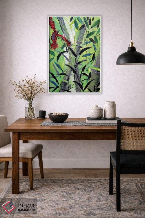 تابلو دکوراتیو پرنده قرمز I اثر مارینا دل پوزو - D3W