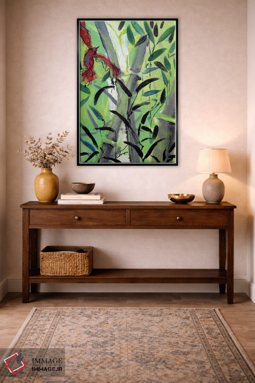 تابلو دکوراتیو پرنده قرمز I اثر مارینا دل پوزو - D4B