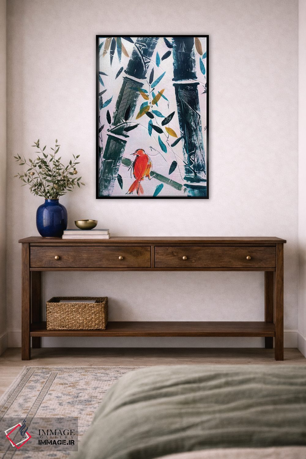 تابلو دکوراتیو پرنده قرمز II اثر مارینا دل پوزو - D5B