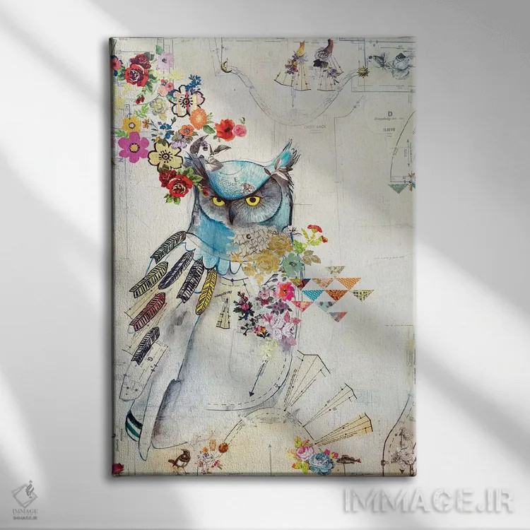 تابلو دکوراتیو جغد اتحاد اثر مادارا میسون - نمای روبهرو روی دیوار