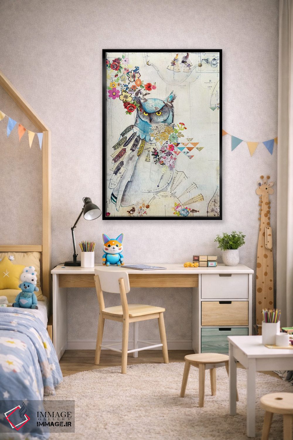 تابلو دکوراتیو جغد اتحاد اثر مادارا میسون - D1B