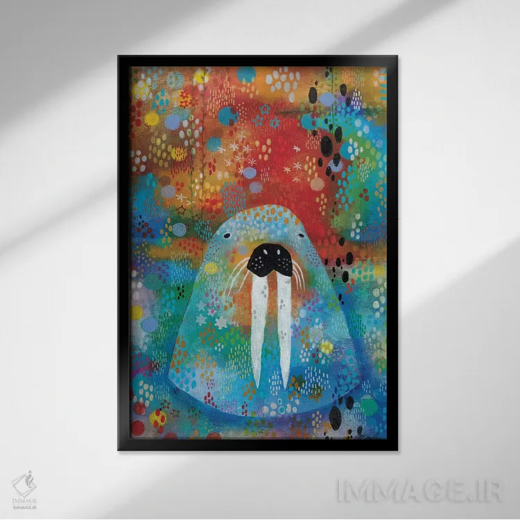 تابلو دکوراتیو من شیر دریایی هستم اثر مادارا میسون - نمای قابدار مشکی