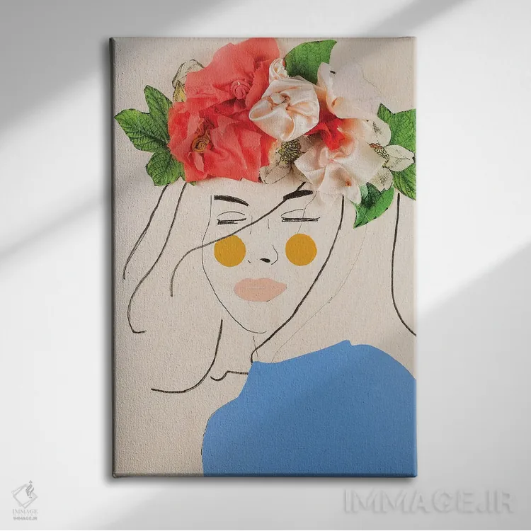 تابلو دکوراتیو سر گل سه اثر مردیت استیل - نمای روبهرو روی دیوار