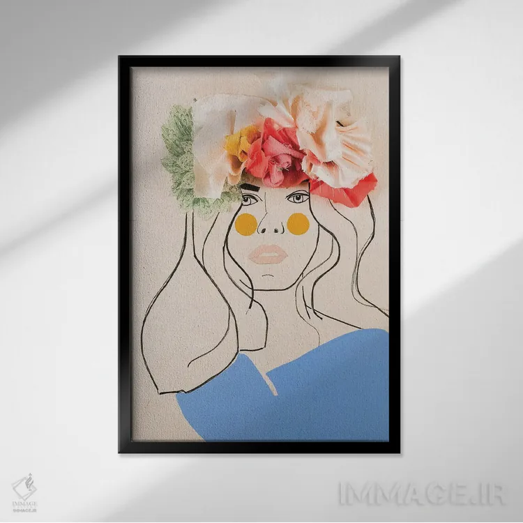 تابلو دکوراتیو سر گل یک اثر مردیت استیل - نمای قابدار مشکی