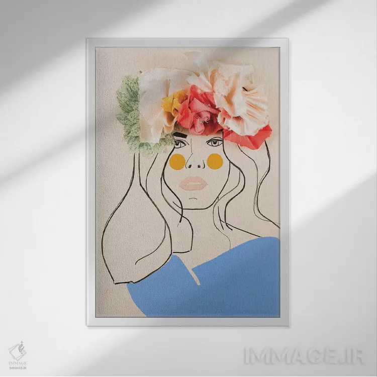 تابلو دکوراتیو سر گل یک اثر مردیت استیل - نمای قابدار سفید
