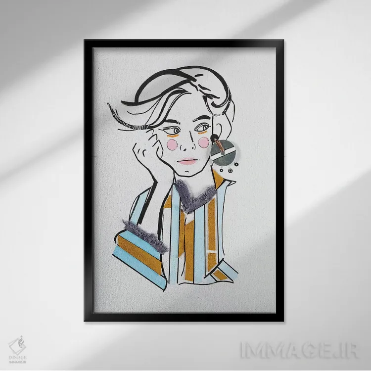 تابلو دکوراتیو او چهار اثر مردیت استیل - نمای قابدار مشکی