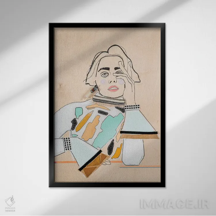 تابلو دکوراتیو او نه اثر مردیت استیل - نمای قابدار مشکی