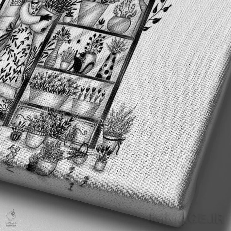 تابلو دکوراتیو گل ها اثر مادالینا تنتارئانو - نمای نزدیک بافت بوم