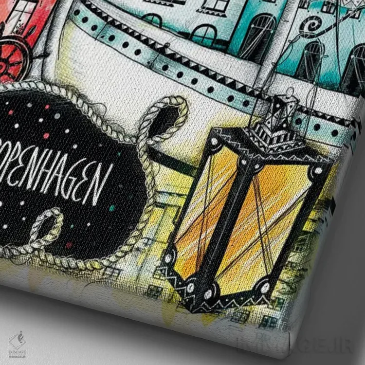 تابلو دکوراتیو نیمه شب در کپنهاگ اثر مادالینا تنتارئانو - نمای نزدیک بافت بوم