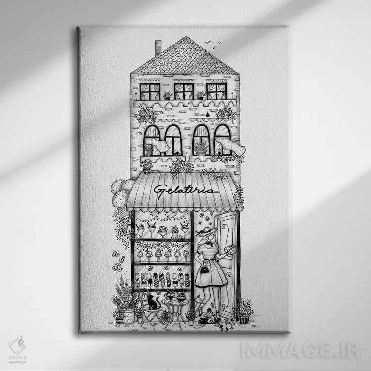 تابلو دکوراتیو بستنی فروشی اثر مادالینا تنتارئانو - نمای روبهرو روی دیوار