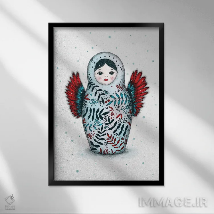 تابلو دکوراتیو ماتریوشکا اثر مادالینا تنتارئانو - نمای قابدار مشکی