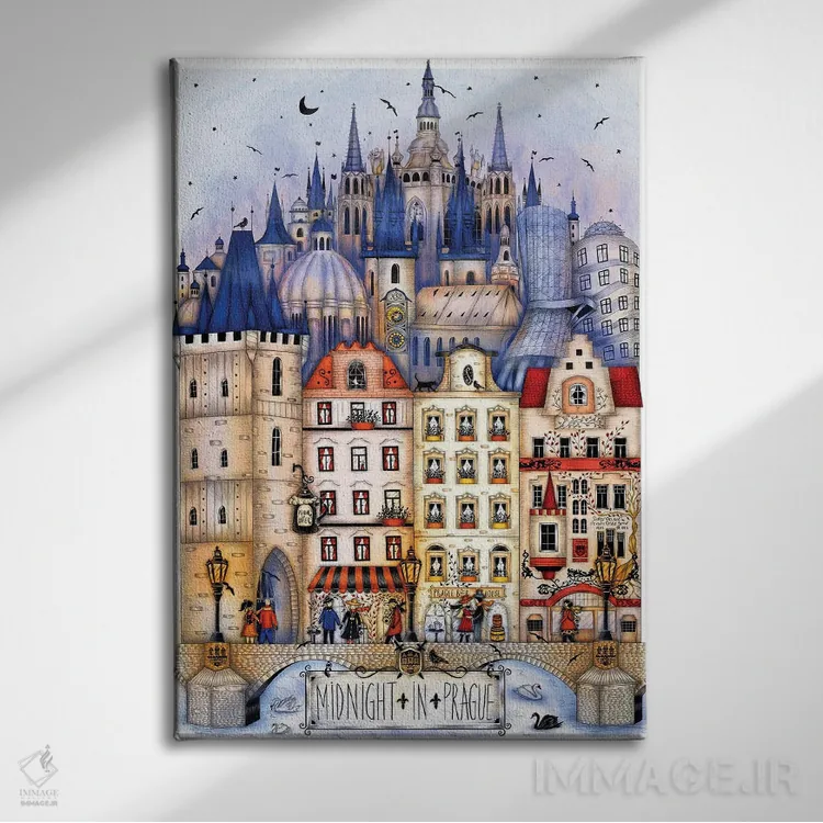 تابلو دکوراتیو نیمه شب در پراگ اثر مادالینا تنتارئانو - نمای روبهرو روی دیوار