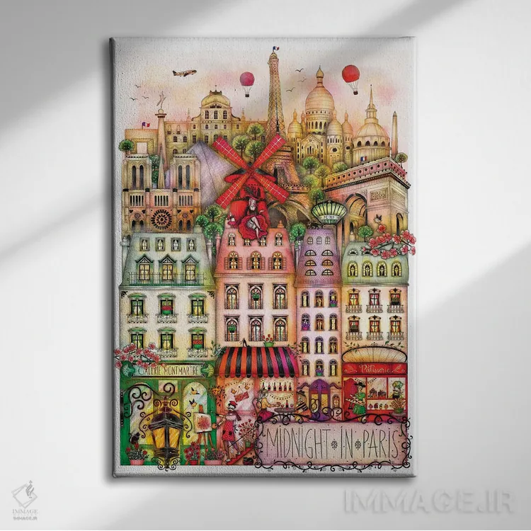 تابلو دکوراتیو نیمه شب در پاریس اثر مادالینا تنتارئانو - نمای روبهرو روی دیوار