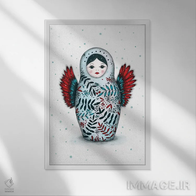 تابلو دکوراتیو ماتریوشکا اثر مادالینا تنتارئانو - نمای قابدار سفید