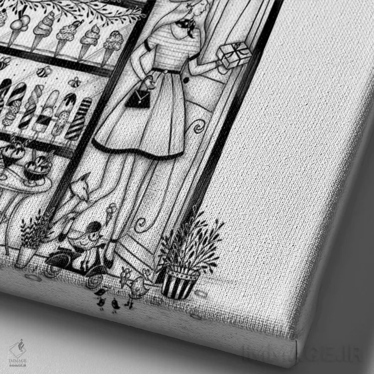 تابلو دکوراتیو بستنی فروشی اثر مادالینا تنتارئانو - نمای نزدیک بافت بوم