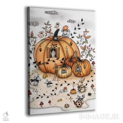 تابلو دکوراتیو خانه های کدو تنبل اثر مادالینا تنتارئانو - نمای پرسپکتیو محصول