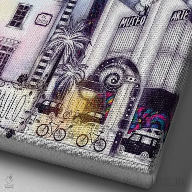 تابلو دکوراتیو نیمه شب در سائو پائولو اثر مادالینا تنتارئانو - نمای نزدیک بافت بوم