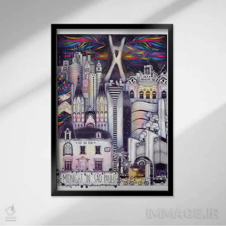 تابلو دکوراتیو نیمه شب در سائو پائولو اثر مادالینا تنتارئانو - نمای قابدار مشکی