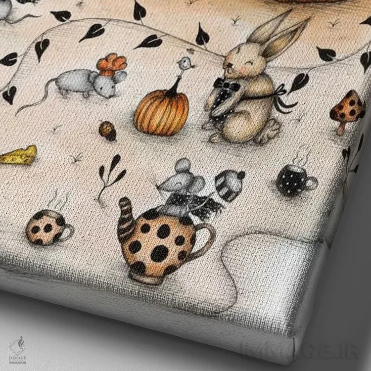 تابلو دکوراتیو خانه های کدو تنبل اثر مادالینا تنتارئانو - نمای نزدیک بافت بوم