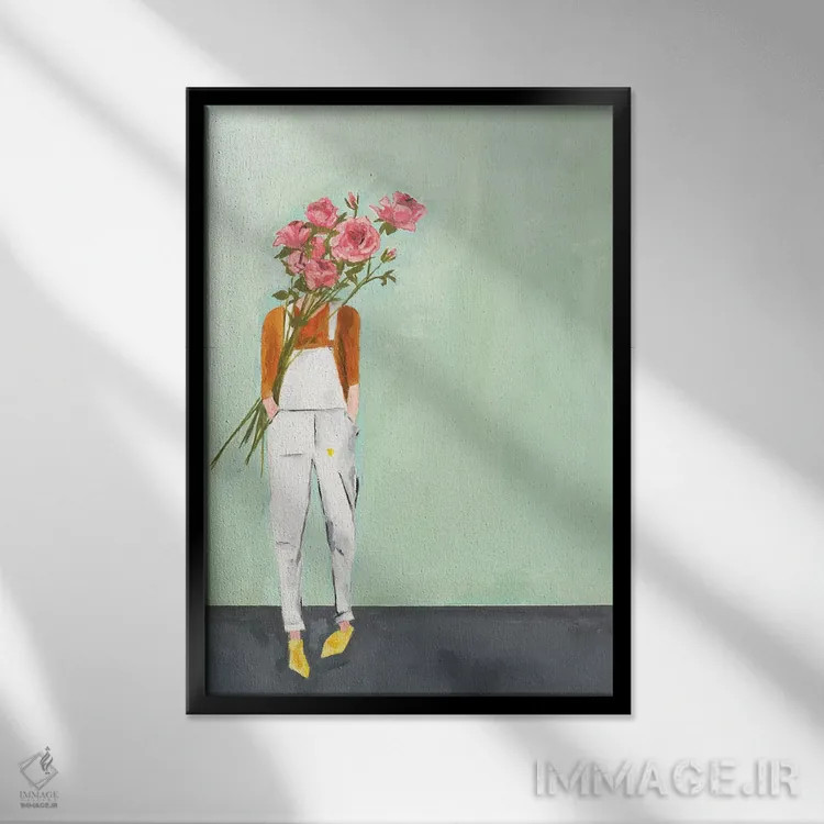 تابلو دکوراتیو رز اثر مردیت استیل - نمای قابدار مشکی